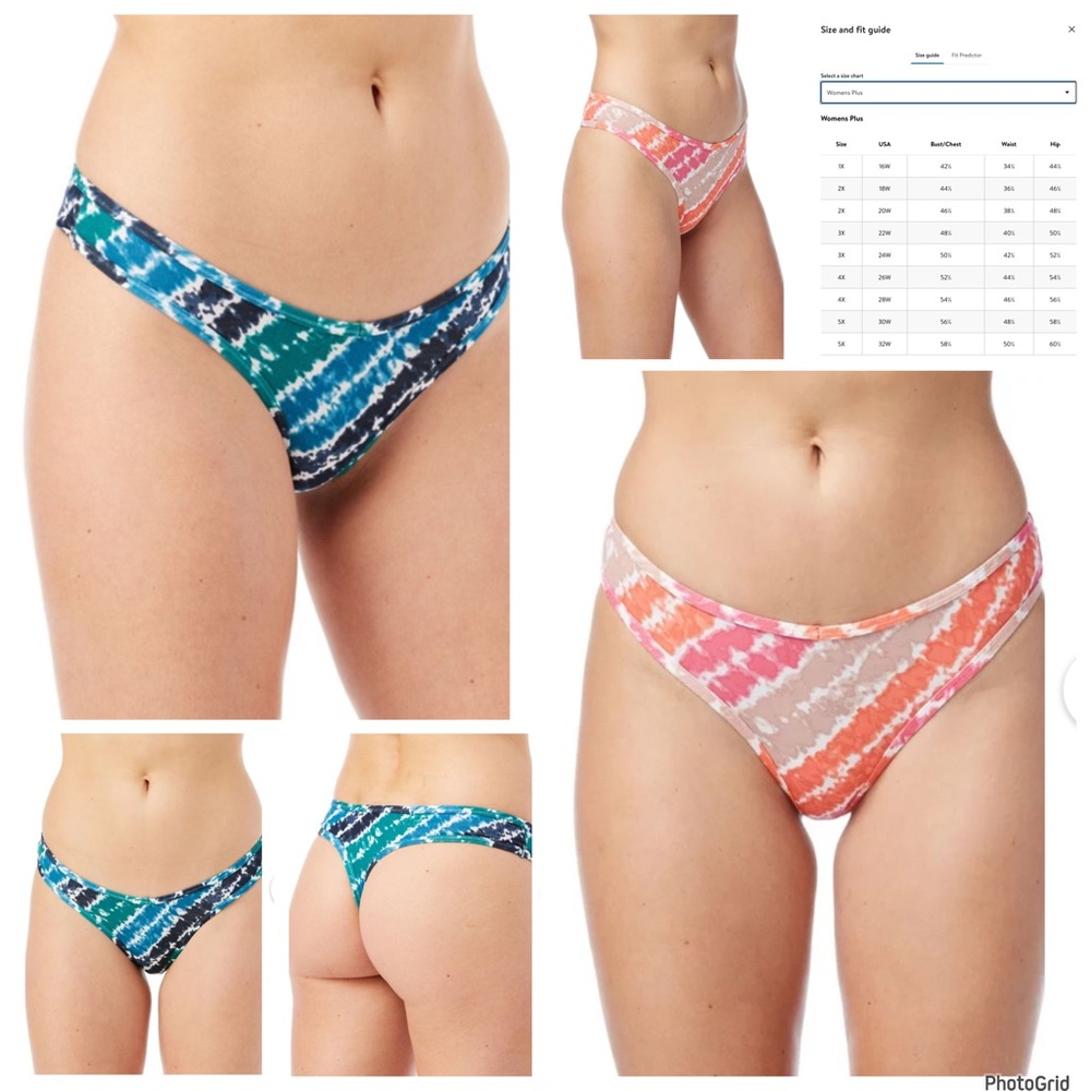 No Boundaries XXXL plus size lot of two cotton tie dye thongs NWT